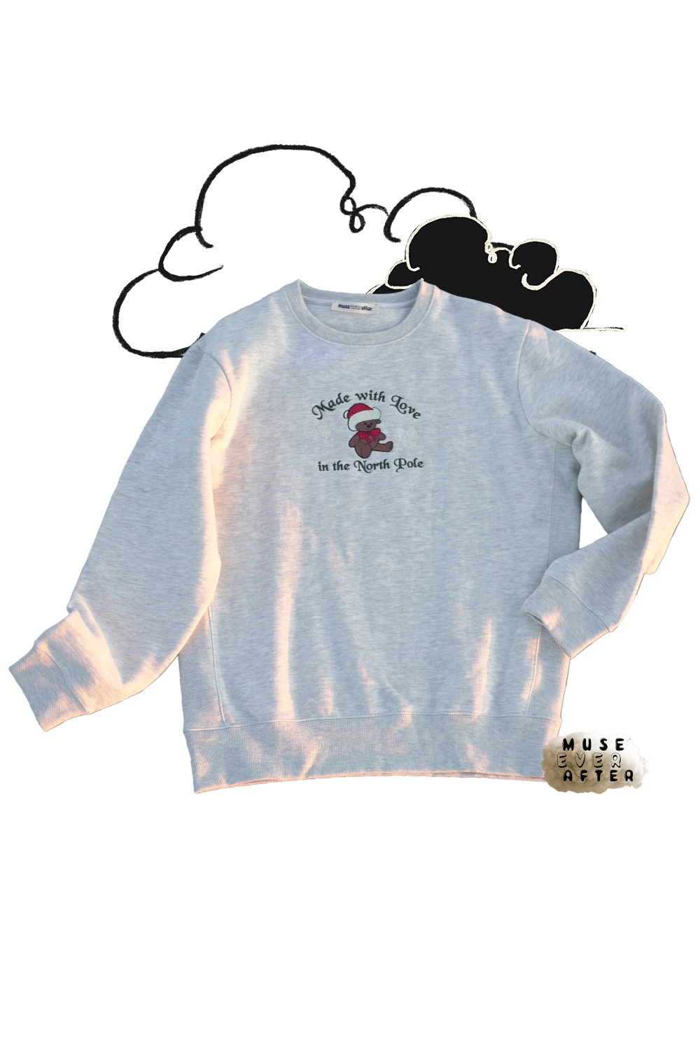 Made With Love In The Northpole | Embroidered Crewneck Sweatshirt | Muse Ever After