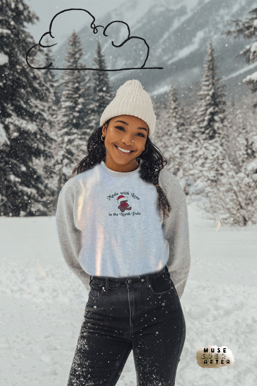 Made With Love In The Northpole | Embroidered Crewneck Sweatshirt | Muse Ever After