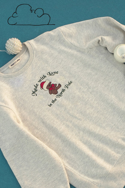Made With Love In The Northpole | Embroidered Crewneck Sweatshirt | Muse Ever After