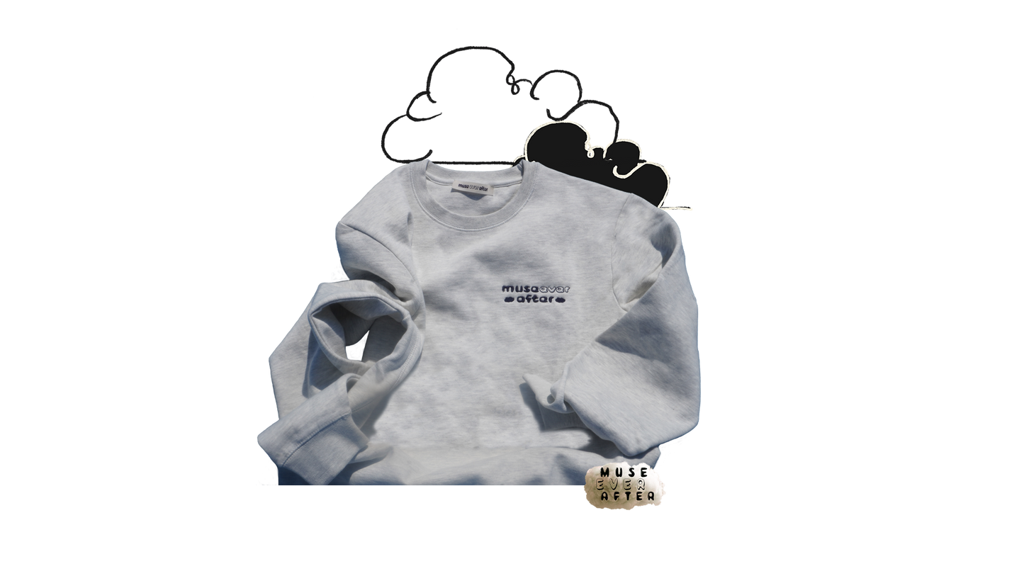Muse Ever After® Logo Crewneck - Heather Gray / Navy | Muse Ever After