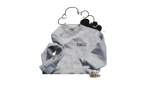 Muse Ever After® Logo Crewneck - Heather Gray / Navy | Muse Ever After