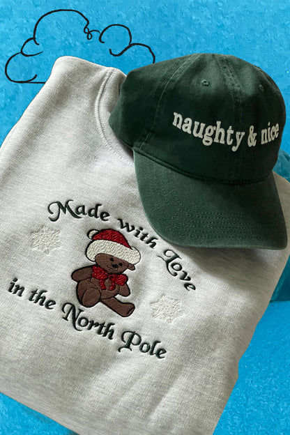 Made With Love In The Northpole | Embroidered Crewneck Sweatshirt | Muse Ever After